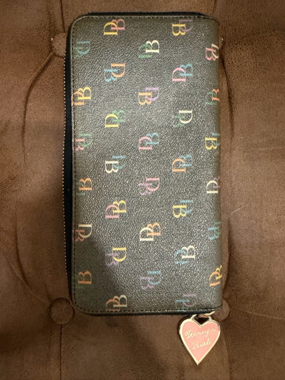Dooney & Bourke Black Wallet with Multicolor DB Logo Print